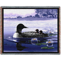 Loons - Don Balke - Cotton Woven Blanket Throw - Made in the USA (72x54) Tapestry Throw