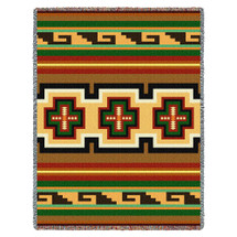 Hayat - Southwest Native American Inspired Tribal Camp - Cotton Woven Blanket Throw - Made in the USA (72x54) Tapestry Throw