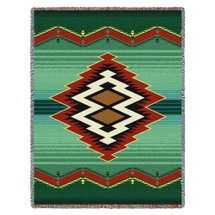 Turak - Southwest Native American Inspired Tribal Camp - Cotton Woven Blanket Throw - Made in the USA (72x54) Tapestry Throw