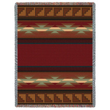 Pasqual - Southwest Native American Inspired Tribal Camp - Cotton Woven Blanket Throw - Made in the USA (72x54) Tapestry Throw