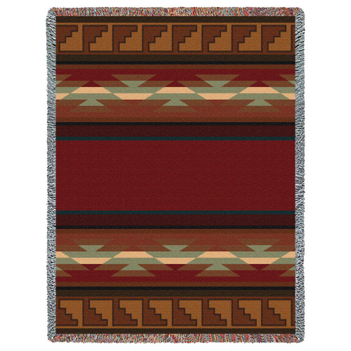 Pasqual - Southwest Native American Inspired Tribal Camp - Cotton Woven Blanket Throw - Made in the USA (72x54) Tapestry Throw