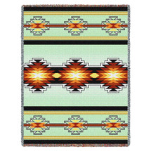 Sevah - Southwest Native American Inspired Tribal Camp - Cotton Woven Blanket Throw - Made in the USA (72x54) Tapestry Throw