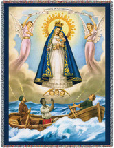 Our Lady of Charity - Nuestra Senora de la Caridad del Cobre - Patroness of Cuba - Cotton Woven Blanket Throw - Made in the USA (72x54) Tapestry Throw