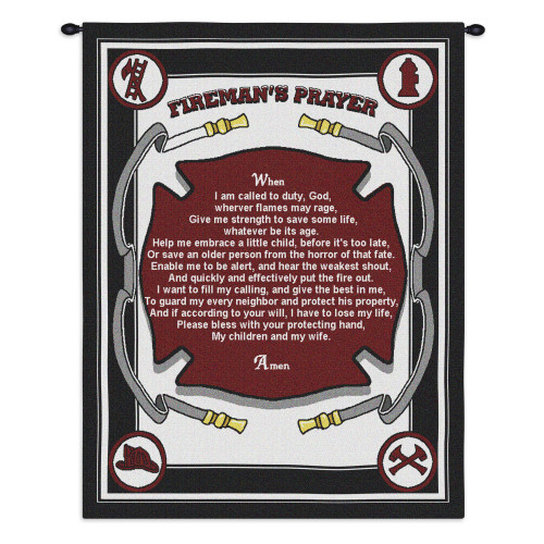 Firefighter's Prayer | Woven Tapestry Wall Art Hanging | Heroic Inspirational Firefighter Tribute | 100% Cotton USA Size 34x26 Wall Tapestry