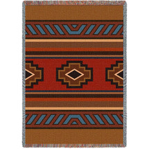 Chimayo - Southwest Native American Inspired Tribal Camp - Cotton Woven Blanket Throw - Made in the USA (72x54) Tapestry Throw