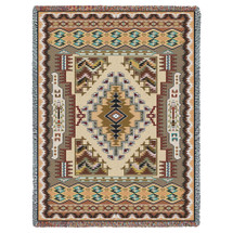Painted Hills - Sand - Southwest Native American Inspired Tribal Camp - Cotton Woven Blanket Throw - Made in the USA (72x54) Tapestry Throw