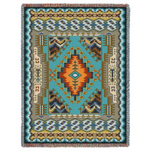 Painted Hills - Sky - Southwest Native American Inspired Tribal Camp - Cotton Woven Blanket Throw - Made in the USA (72x54) Tapestry Throw