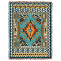 Painted Hills - Sky - Southwest Native American Inspired Tribal Camp - Cotton Woven Blanket Throw - Made in the USA (72x54) Tapestry Throw
