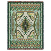 Painted Hills - Sage - Southwest Native American Inspired Tribal Camp - Cotton Woven Blanket Throw - Made in the USA (72x54) Tapestry Throw