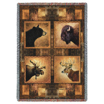 Big Game Heads - Greg Giordano - Cotton Woven Blanket Throw - Made in the USA (72x54) Tapestry Throw