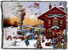 Whistle Stop - Charles Wysocki - Cotton Woven Blanket Throw - Made in the USA (72x54) Tapestry Throw