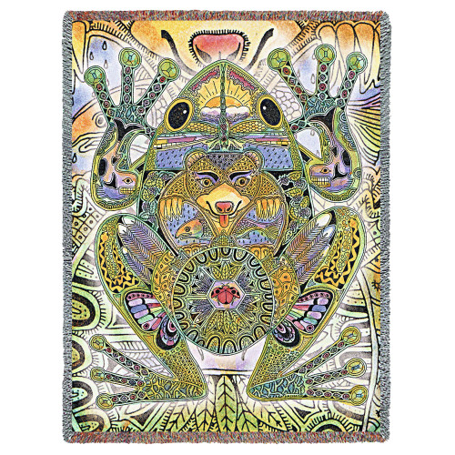 Frog - Animal Spirits Totem - Sue Coccia - Cotton Woven Blanket Throw - Made in the USA (72x54) Tapestry Throw