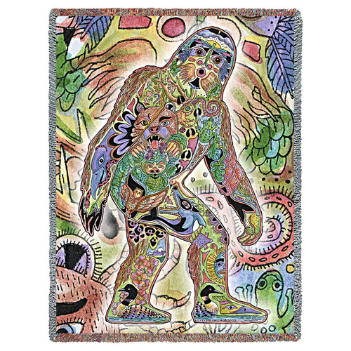 Sasquatch - Animal Spirits Totem - Sue Coccia - Cotton Woven Blanket Throw - Made in the USA (72x54) Tapestry Throw