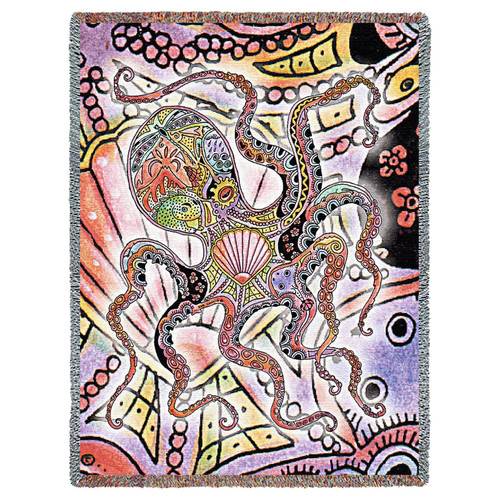 Octopus - Animal Spirits Totem - Sue Coccia - Cotton Woven Blanket Throw - Made in the USA (72x54) Tapestry Throw