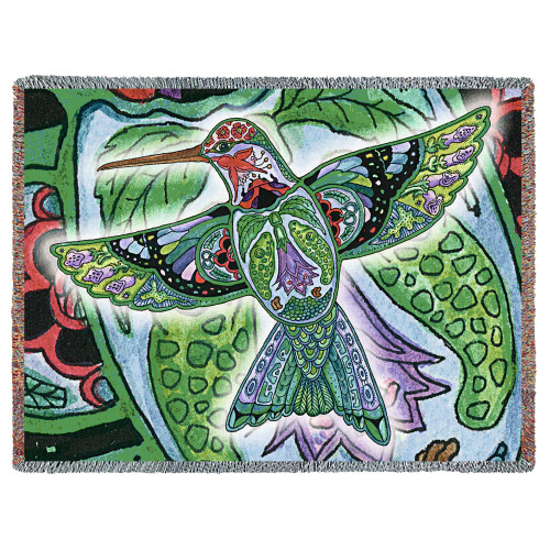Hummingbird - Animal Spirits Totem - Sue Coccia - Cotton Woven Blanket Throw - Made in the USA (72x54) Tapestry Throw