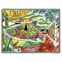Chinook Salmon - Animal Spirits Totem - Sue Coccia - Cotton Woven Blanket Throw - Made in the USA (72x54) Tapestry Throw
