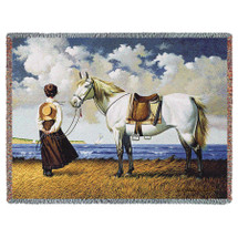 Sea Captain's Wife Abiding - Charles Wysocki - Cotton Woven Blanket Throw - Made in the USA (72x54) Tapestry Throw