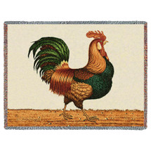 USA Made NWT Rooster Country Tapestry Throw Blanket Afghan #383 