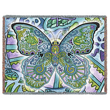 Blue Morpho - Butterfly - Animal Spirits Totem - Sue Coccia - Cotton Woven Blanket Throw - Made in the USA (72x54) Tapestry Throw
