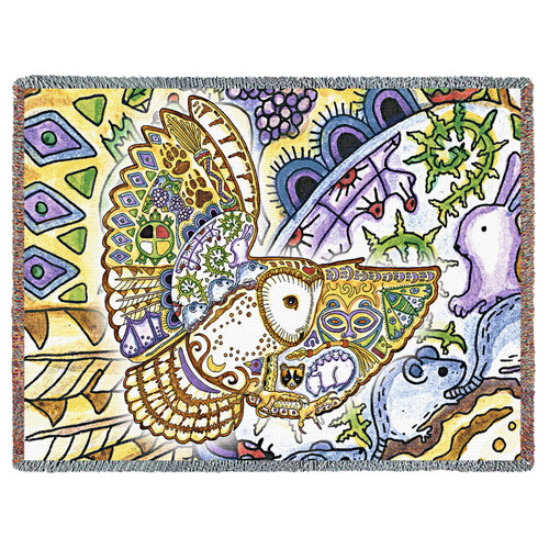 Barn Owl - Animal Spirits Totem - Sue Coccia - Cotton Woven Blanket Throw - Made in the USA (72x54) Tapestry Throw