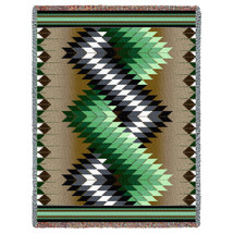 Whirlwind - Sage - Southwest Native American Inspired Tribal Camp - Cotton Woven Blanket Throw - Made in the USA (72x54) Tapestry Throw
