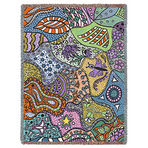 Floral Lace - Helen Kiebzak - Cotton Woven Blanket Throw - Made in the USA (72x54) Tapestry Throw