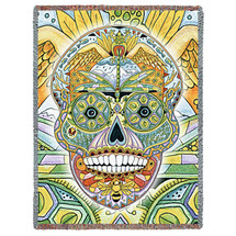 Sugar Skull - Animal Spirits Totem - Sue Coccia - Cotton Woven Blanket Throw - Made in the USA (72x54) Tapestry Throw