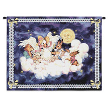 Mother Goose by Donna Race | Woven Tapestry Wall Art Hanging | Whimsical Nursery Rhyme Animals with Baby in the Stars | 100% Cotton USA Size 33x26 Wall Tapestry