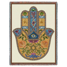 Hand of Hamsa - Cotton Woven Blanket Throw - Made in the USA (72x54) Tapestry Throw