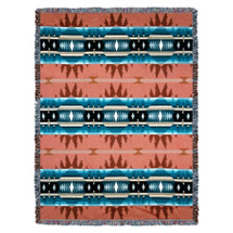 Cimarron - Agate - Southwest Native American Inspired Tribal Camp - Cotton Woven Blanket Throw - Made in the USA (72x54) Tapestry Throw