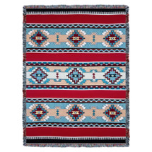 Rimrock - Red - Southwest Native American Inspired Tribal Camp - Cotton Woven Blanket Throw - Made in the USA (72x54) Tapestry Throw