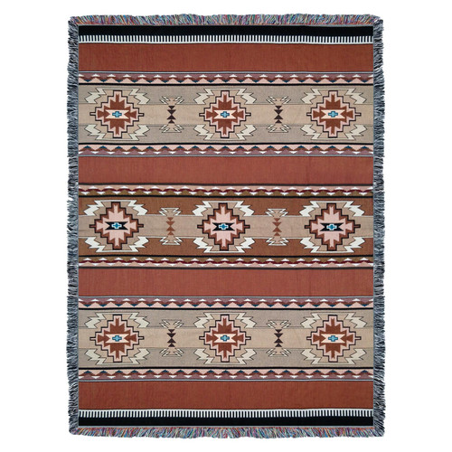 Rimrock - Sandstone - Southwest Native American Inspired Tribal Camp - Cotton Woven Blanket Throw - Made in the USA (72x54) Tapestry Throw