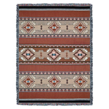 Rimrock - Sandstone - Southwest Native American Inspired Tribal Camp - Cotton Woven Blanket Throw - Made in the USA (72x54) Tapestry Throw
