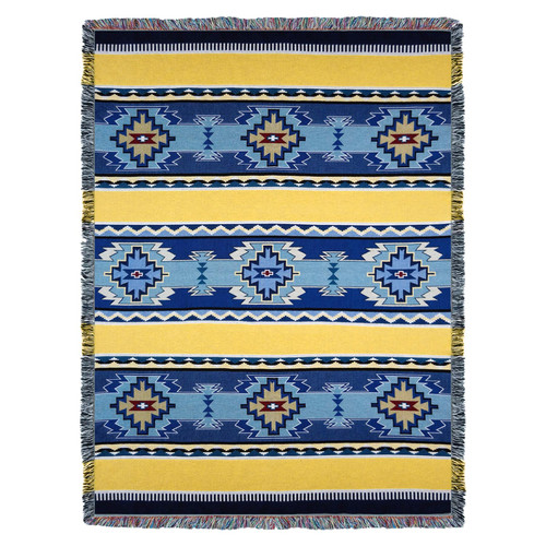 Rimrock - Sun - Southwest Native American Inspired Tribal Camp - Cotton Woven Blanket Throw - Made in the USA (72x54) Tapestry Throw