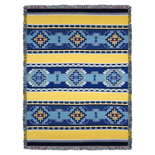 Rimrock - Sun - Southwest Native American Inspired Tribal Camp - Cotton Woven Blanket Throw - Made in the USA (72x54) Tapestry Throw