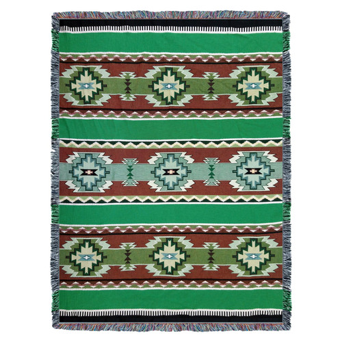 Rimrock - Spring - Southwest Native American Inspired Tribal Camp - Cotton Woven Blanket Throw - Made in the USA (72x54) Tapestry Throw
