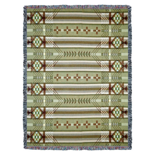 Antelope Ridge - Juniper - Southwest Native American Inspired Tribal Camp - Cotton Woven Blanket Throw - Made in the USA (72x54) Tapestry Throw
