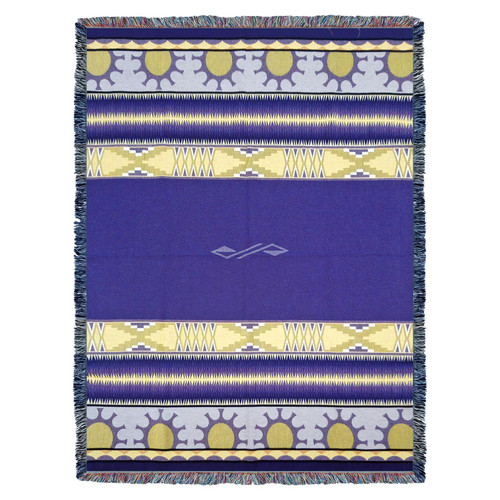 Concho Springs - Plum - Southwest Native American Inspired Tribal Camp - Cotton Woven Blanket Throw - Made in the USA (72x54) Tapestry Throw