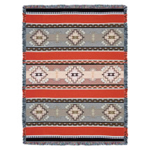 Rimrock -Dusk 2 - Southwest Native American Inspired Tribal Camp - Cotton Woven Blanket Throw - Made in the USA (72x54) Tapestry Throw
