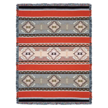 Rimrock -Dusk 2 - Southwest Native American Inspired Tribal Camp - Cotton Woven Blanket Throw - Made in the USA (72x54) Tapestry Throw