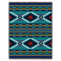 Balpinar - Southwest Native American Inspired Tribal Camp - Cotton Woven Blanket Throw - Made in the USA (72x54) Tapestry Throw