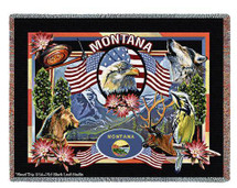 State of Montana - Dwight D Kirkland - Cotton Woven Blanket Throw - Made in the USA (72x54) Tapestry Throw