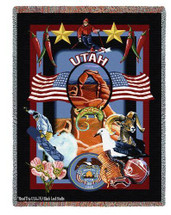 State of Utah - Dwight D Kirkland - Cotton Woven Blanket Throw - Made in the USA (72x54) Tapestry Throw