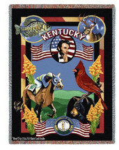 State of Kentucky - Dwight D Kirkland - Cotton Woven Blanket Throw - Made in the USA (72x54) Tapestry Throw