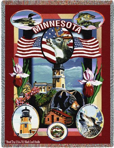 State of Minnesota - Dwight D Kirkland - Cotton Woven Blanket Throw - Made in the USA (72x54) Tapestry Throw