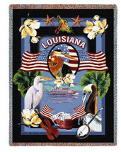 State of Louisiana - Dwight D Kirkland - Cotton Woven Blanket Throw - Made in the USA (72x54) Tapestry Throw