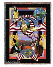 State of Nebraska - Dwight D Kirkland - Cotton Woven Blanket Throw - Made in the USA (72x54) Tapestry Throw