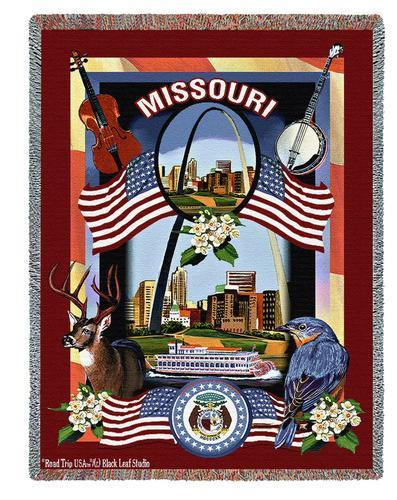 State of Missouri - Dwight D Kirkland - Cotton Woven Blanket Throw - Made in the USA (72x54) Tapestry Throw
