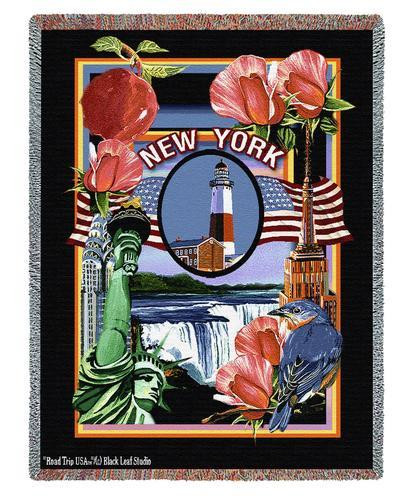 State of New York - Dwight D Kirkland - Cotton Woven Blanket Throw - Made in the USA (72x54) Tapestry Throw