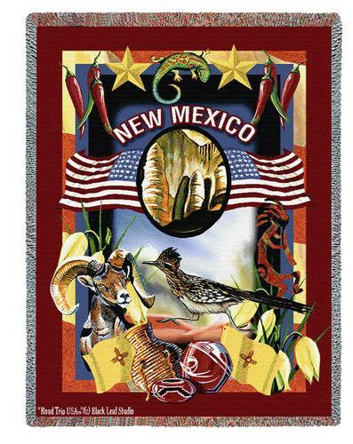 State of New Mexico - Dwight D Kirkland - Cotton Woven Blanket Throw - Made in the USA (72x54) Tapestry Throw